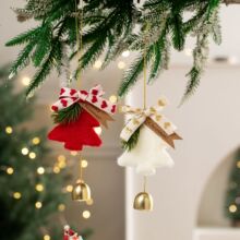 跨境圣诞节装饰品小铃铛挂件蝴蝶结圣诞树车门挂吊饰风铃氛围布置