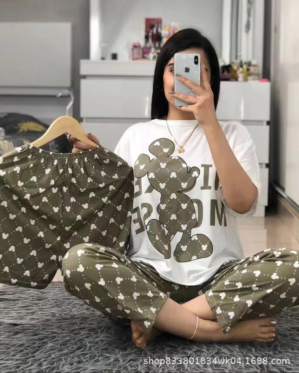 Pijamas transfronterizos de leche de verano pantalones de manga corta tres piezas de dibujos animados lindos ropa de hogar de comercio exterior de labu
