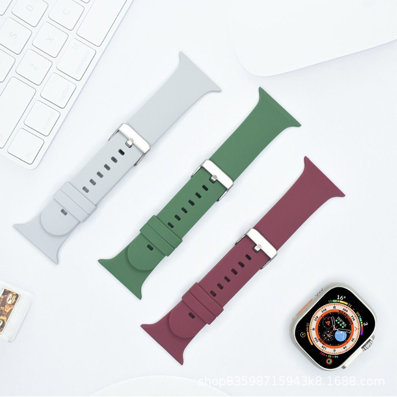 Suitable for All Apple iWatch Series 5678 Watches, Waterproof Sports Solid Color Silicone Samsung Square Buckle Apple Watch Strap Suitable for All Apple iWatch Series 5678 Watches, Waterproof Sports Solid Color Silicone Samsung Square Buckle Apple Watch Strap