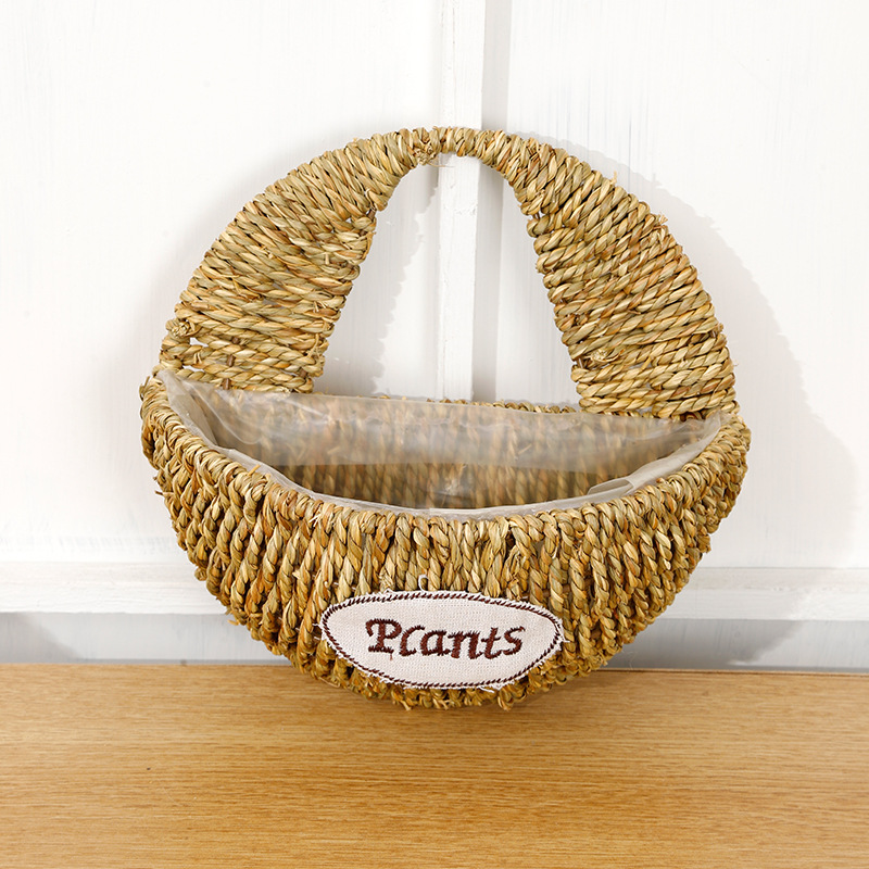 Cestas de flores de paja colgadas en la pared decoración del hogar colgadas en el caña tejido de paja colgadas en la pared cestas de flores colgadas en la pared cestas de flores colgadas en la maceta colgadas en la pared