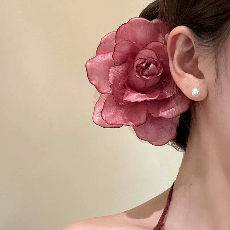 16# rose pink simulated rose hairpin