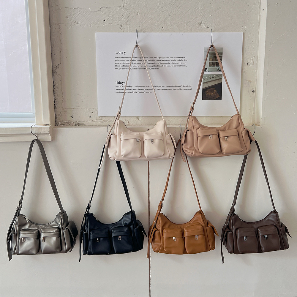 跨境批发新款大容里袋设计托特包PU材质托特包斜挎小方包