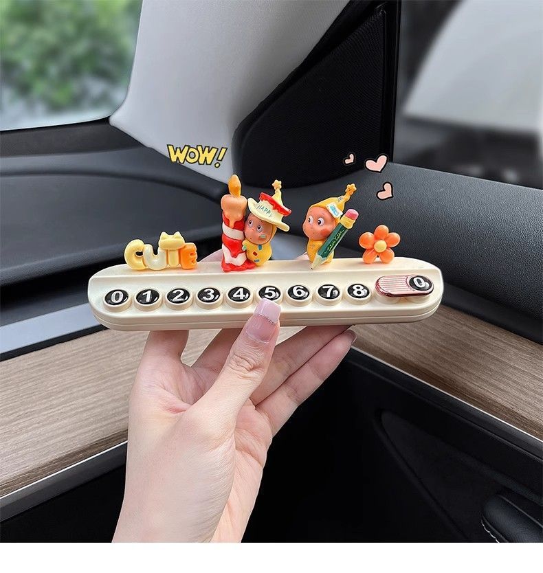 Cute Star Man Car Temporary Parking Number Plate, Car Moving Card, Phone Number Sign, 2025 New Model, Internet Celebrity Girl Ornament