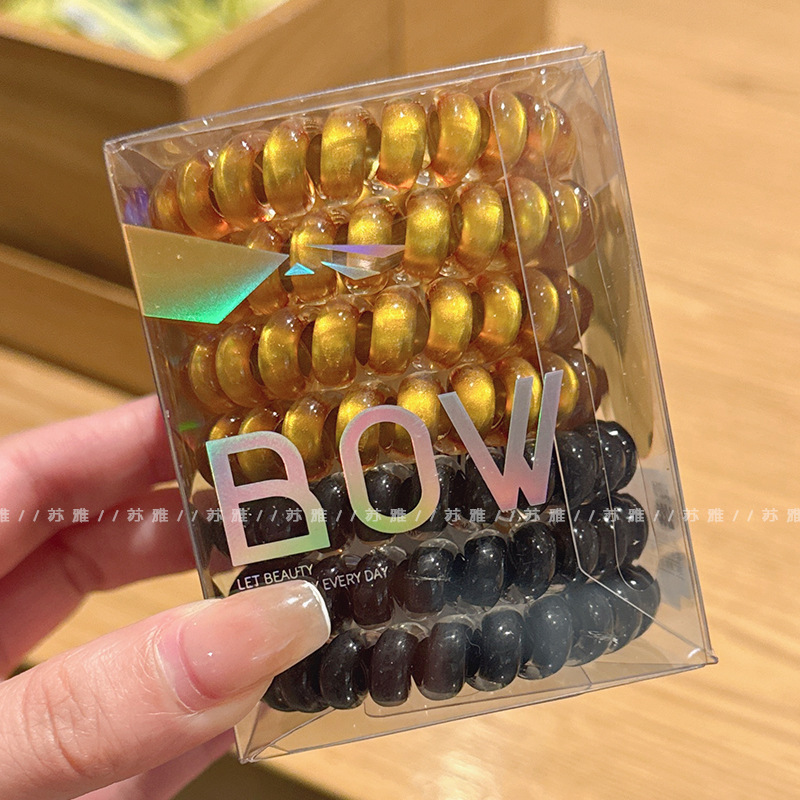 大型女性用ワイヤーコイルヘッドロープ電話コードヘアゴムシームレスヘアゴムバンドヘアロープカラー|undefined