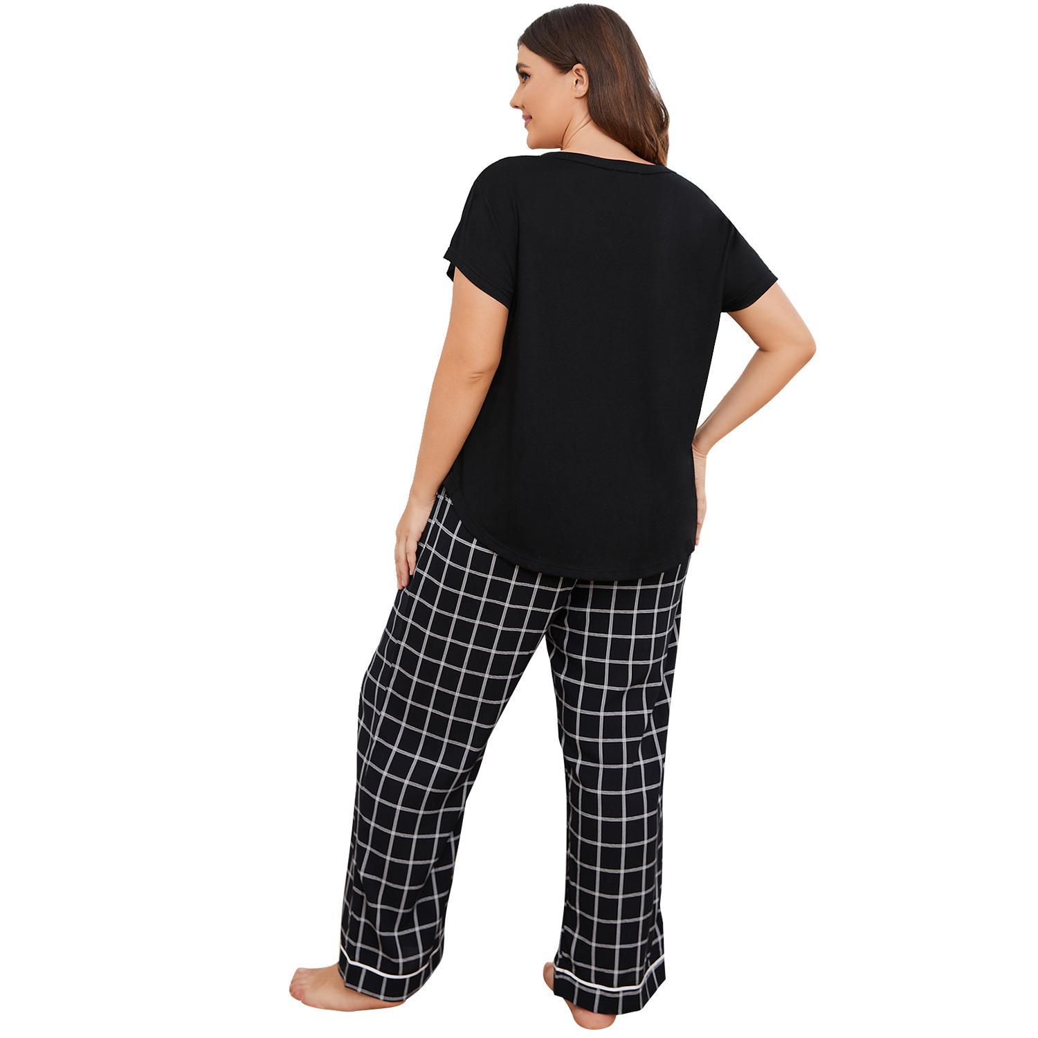 Einfacher Stil Gitterkünstiger Baumwoll Spandex Polyester Pyjamas Hosen Sets display picture 5