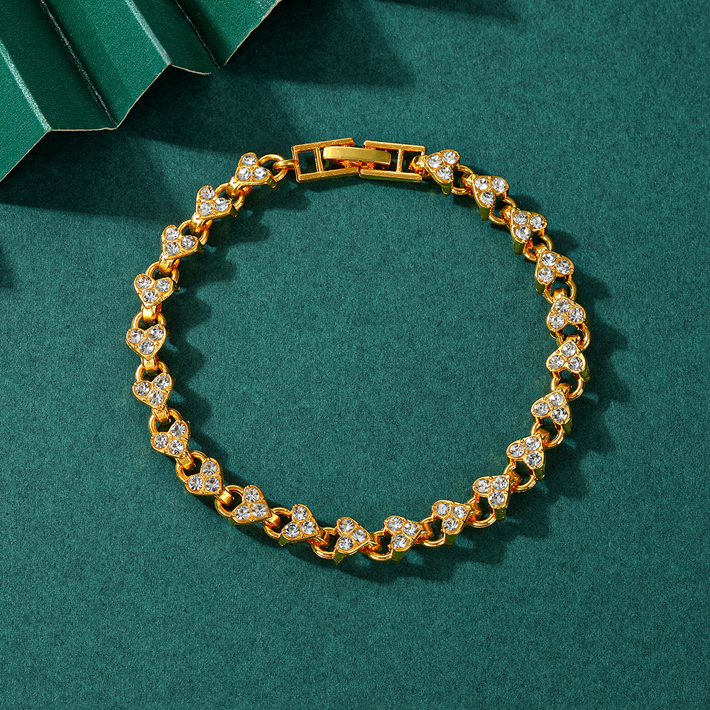 European and American Style Luxury Diamond-Encrusted Roman Bracelet for Girls, High-End Exquisite Alloy Jewelry, Simple and Creative Love Bracelet