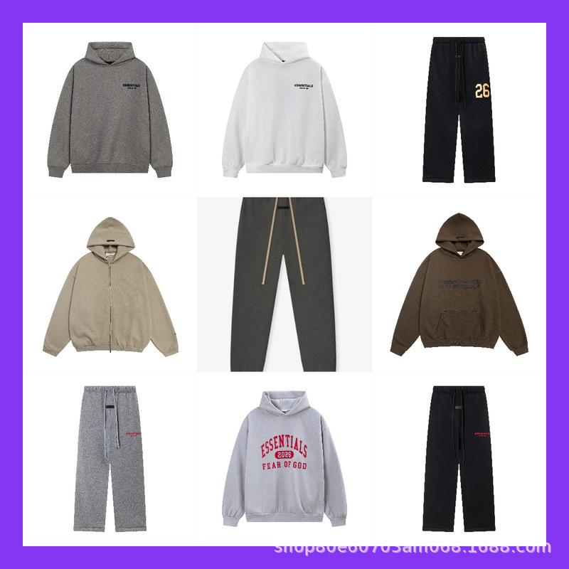 Fog Essentials Silicone Lettering Unisex Autumn and Winter American-Style Loose Casual Fleece-Lined Hoodie Trendy Fog Essentials Silicone Lettering Unisex Autumn and Winter American-Style Loose Casual Fleece-Lined Hoodie Trendy