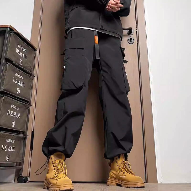 Pants matched with rhubarb Martin boots American high street American overalls men's functional soldier umbrella three-proof combat pants