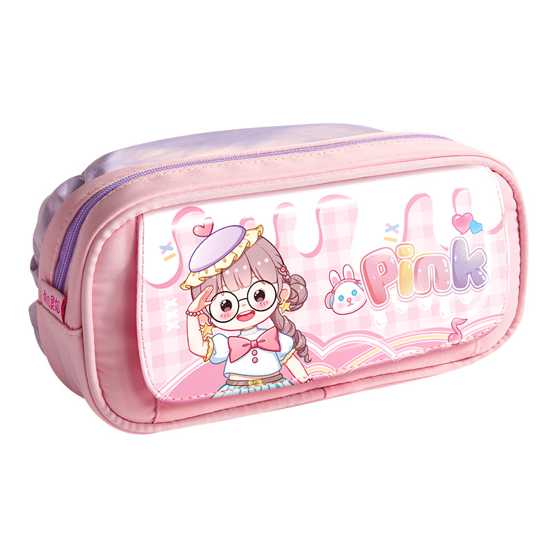 Bolsa de lápiz de cuerda de dibujo de gran capacidad de la hermana inteligente, caja de papelería de alto valor facial, caja de lápiz multifuncional, bolsa de lápiz para niños