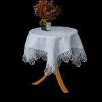 提花纯白色长方形绣花餐桌布 平角尖角桌旗 茶几布台布