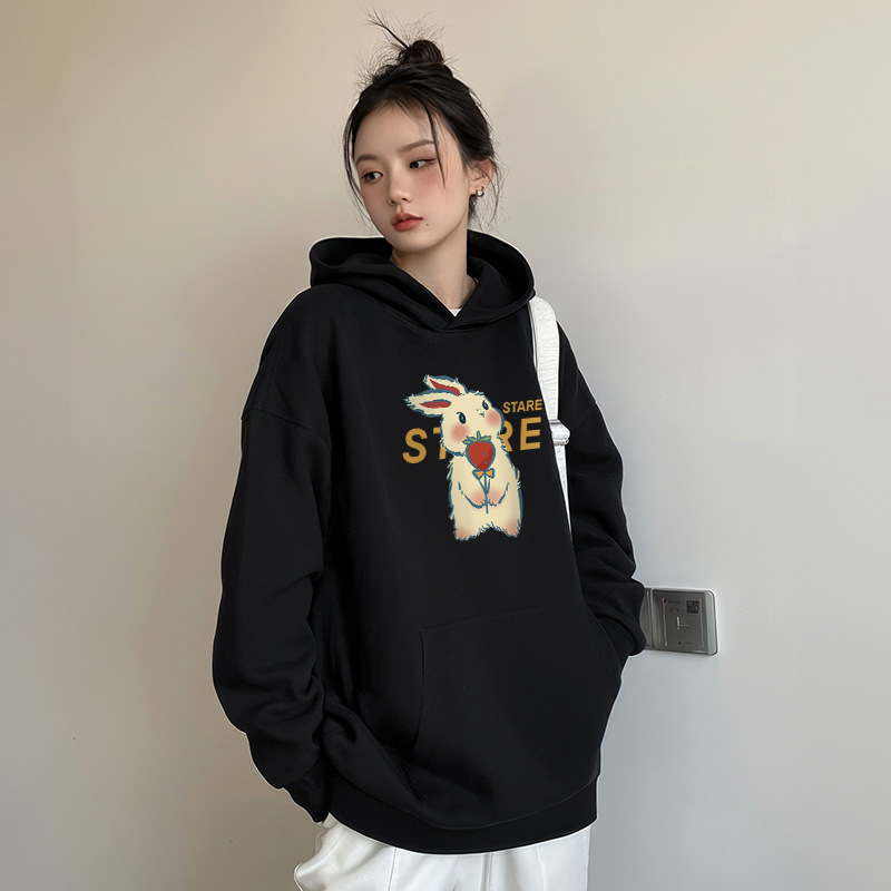 藏蓝色连帽卫衣女2025秋薄款新款宽松长袖冬季加绒加厚上衣外套|undefined