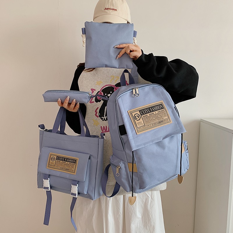 Zaino da donna 2024, zaino da studente in tinta unita di nuova tendenza, zaino portatile alla moda e versatile, di grande capacità_voghion.com