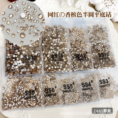 クロスボーダーシャンパンカラーネイルアートダイヤモンド全体フラッシュフラット底小さなラウンドラインストーン diy ネイルステッカーダイヤモンドネイルアートジュエリーアクセサリー