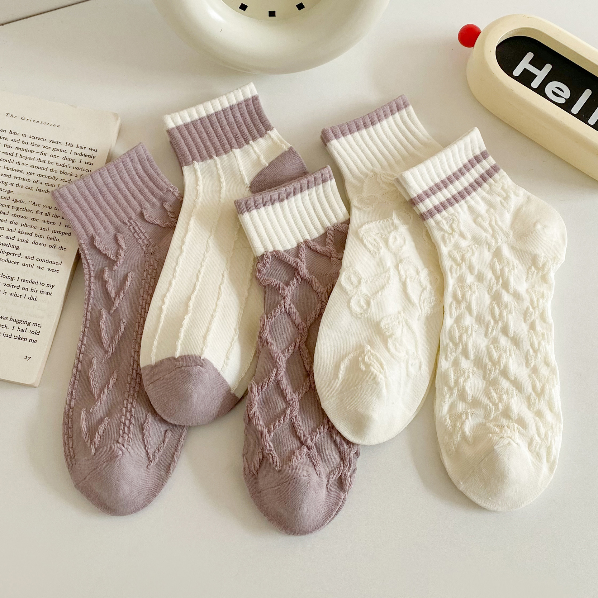 紫色襪子女春夏新品船襪女日系百搭短襪拼色學院風女襪批發諸暨襪