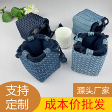 圆点织锦加厚收纳便携式旅行包布袋文玩手串茶具整套茶杯小号布包