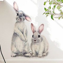 外貿卡通彩繪兔子兒童臥室客廳玄關家居裝飾牆貼貼紙自粘批發跨境