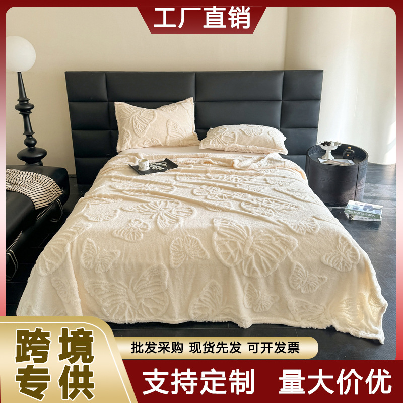 Exportaciones transfronterizas exclusivas para el comercio exterior, nueva manta de jacquard de mariposa Tafu, terciopelo de cordero, terciopelo de leche, terciopelo Falai