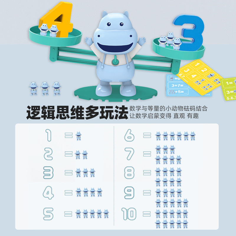 跨境儿童数字河马天平称玩具数字加减算术益智玩具启蒙幼儿园科教|undefined