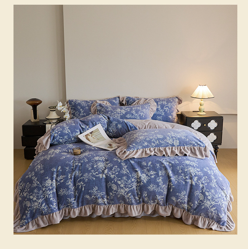 Completo copripiumino 4 pezzi stile vintage boho floreale fleece_voghion.com