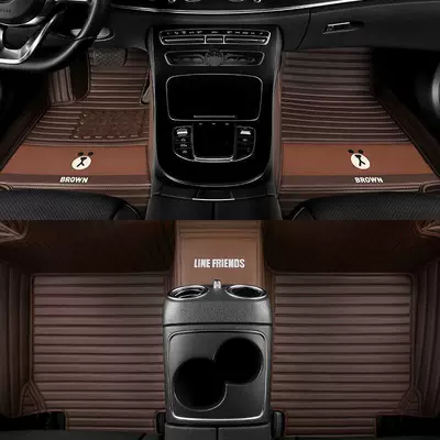 Line Friends Full-Coverage Car Floor Car Carpet - five-seats-single-layer-brown