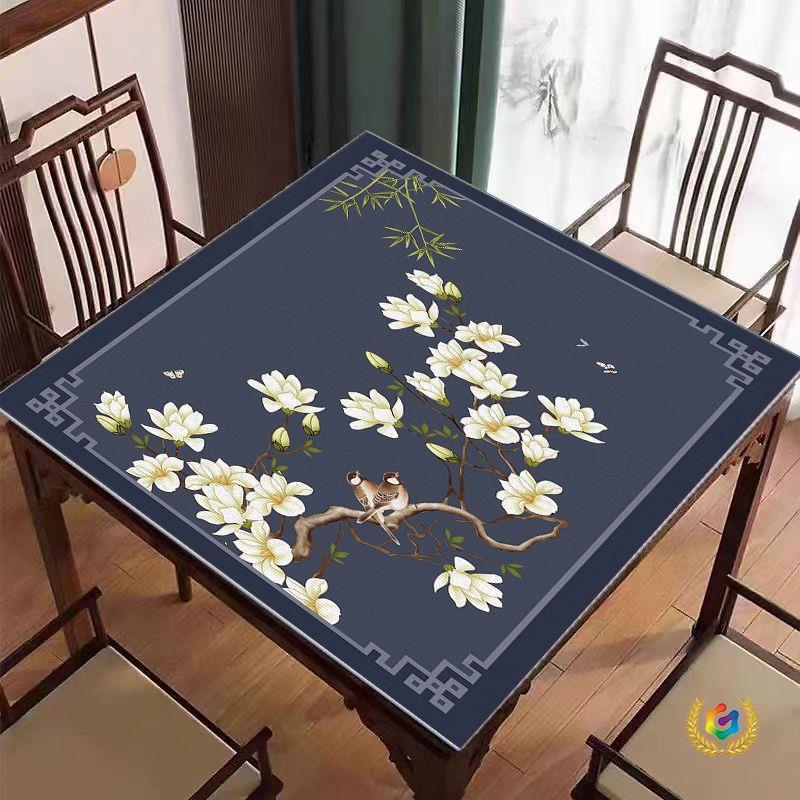 ⇞ New Chinese-Style Mahjong Mat, Silent Non-Slip Mat, Crystal Velvet Mahjong Table Mat, Household Dirt-Resistant and Easy-Care Square Mat