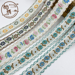 現物卸売りアクセサリー部品diy微立体刺繍田園小花2cm耳綿質民族ジャカードリボン