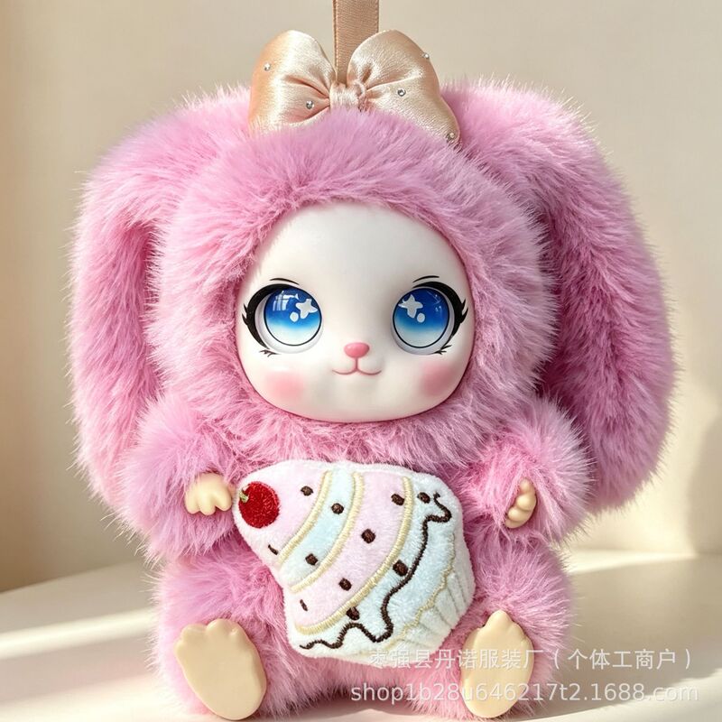 Cross-border cute plush kitten toy, adorable fluffy big-eared rabbit pendant, plush toy bag accessory Cross-border cute plush kitten toy, adorable fluffy big-eared rabbit pendant, plush toy bag accessory