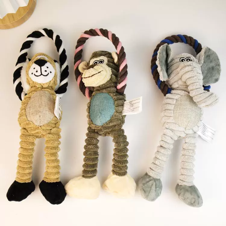 ✅ Плюшевая игрушка для домашних животных, лев, обезьяна, интерактивная жевательная игрушка с узлом, игрушка-компаньон для большой собаки