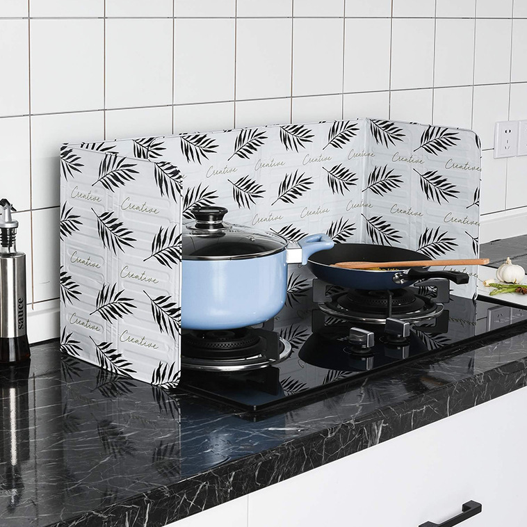 Gas Stove Oil Splash Guard, Thickened Cooking Aluminum Foil Oil Barrier, Nordic Style Oil Splash Shield, Waterproof Splash Guard for Gas Stove