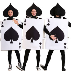 Halloween New Spade Playing Cards Red Onesie Party Performance Costume Funny Cosplay Suit
