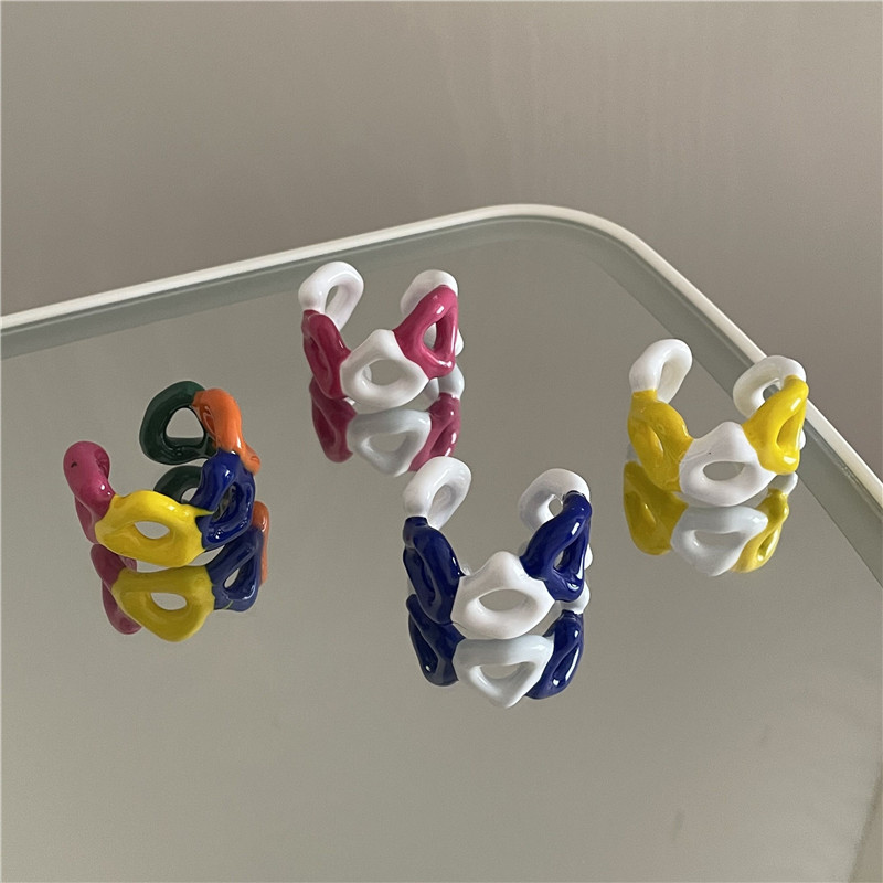 Korean New Sweet Fun Double Color Opening Ring Candy Color Spray Paint Dripping Oil Finger Ring display picture 7