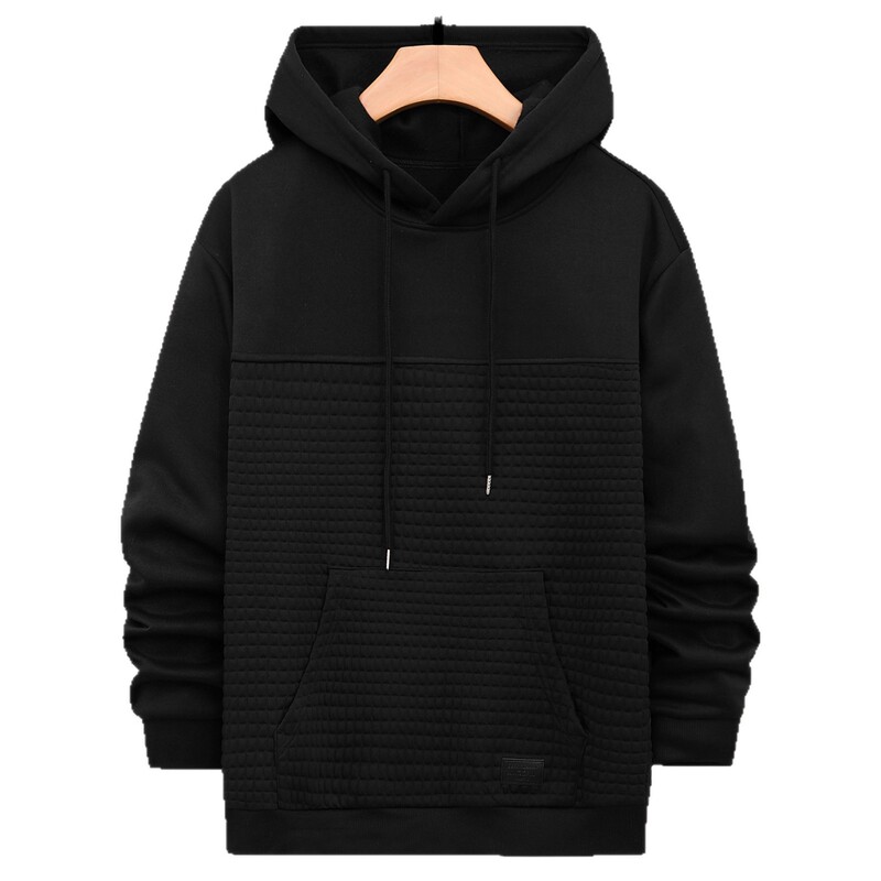 A Must-Have for Cold-Feared People in Cross-Border Foreign Trade! Retro Waffle Men's Sweatshirt Is Loose, Slimming Look and Versatile