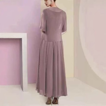 2025 Europa y los Estados Unidos ropa larga de chiffon empalmado encaje hueco vestido de dama de honor sin mangas vestido en forma de A