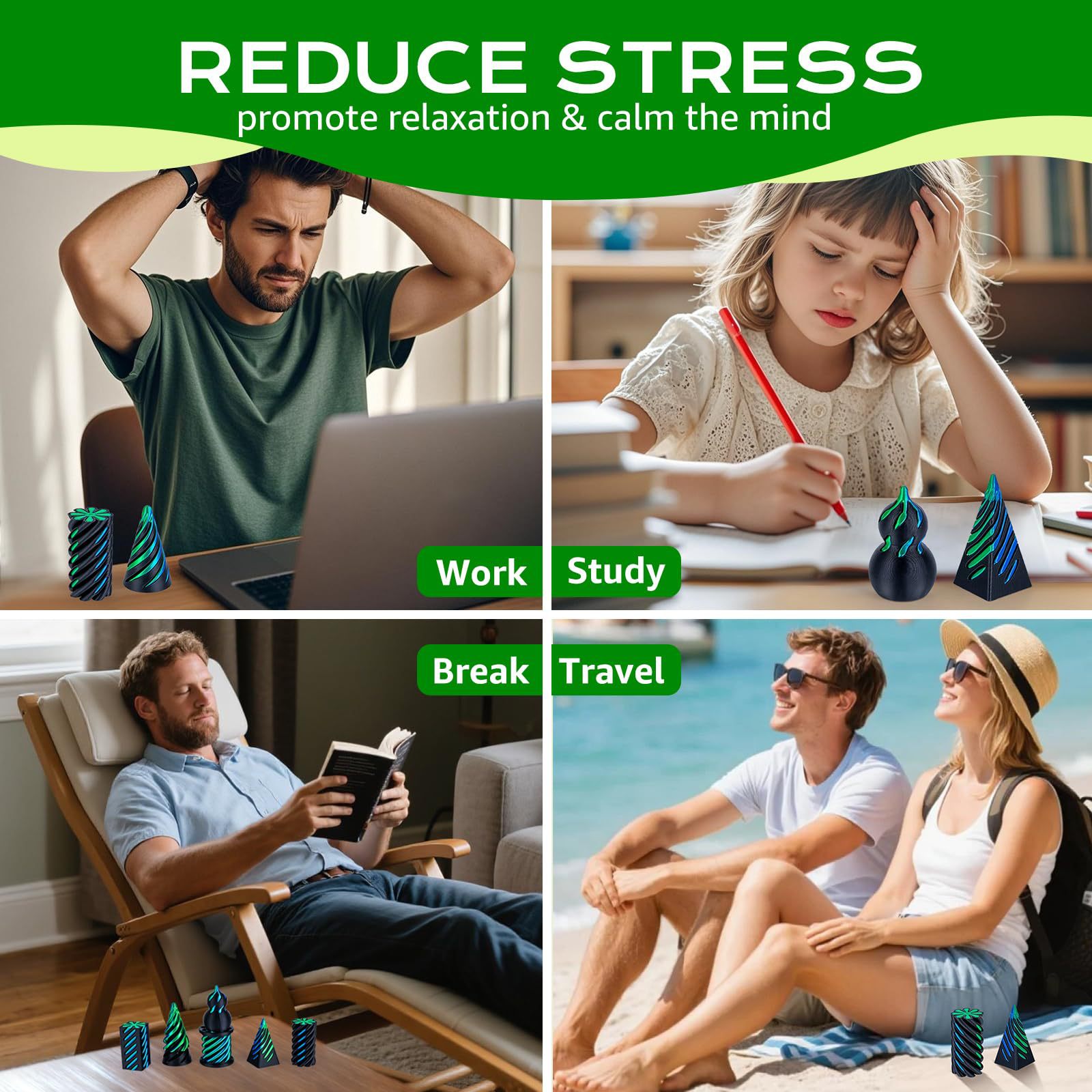 Impresión 3D descomprimir juguetes de espiral para niños rompecabezas desarrollo espiral estructura tridimensional punta de dedo juguetes de vórtice bicolor