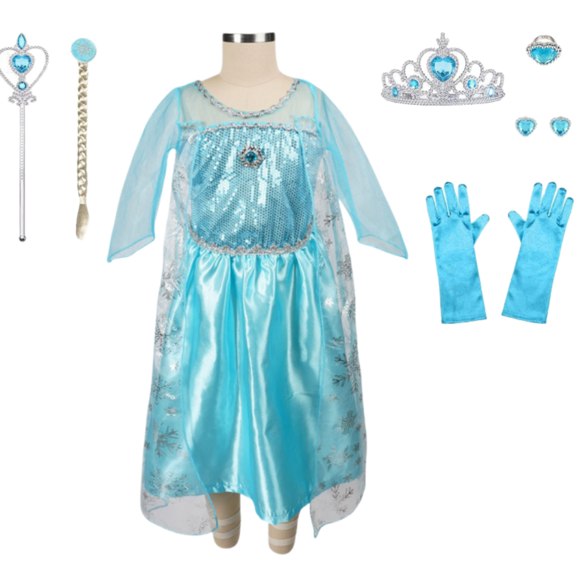 Vestido al por mayor en stock, falda estilo Frozen, vestido de princesa de cuento de hadas, ropa infantil de comercio exterior, cosplay, vestido de Elsa para bebés y niños.