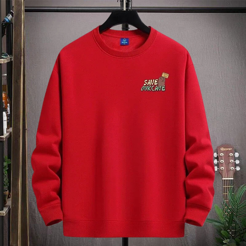 320g spring and autumn round-neck sweatshirt for men, young students' casual sports t-shirt, trendy men's top