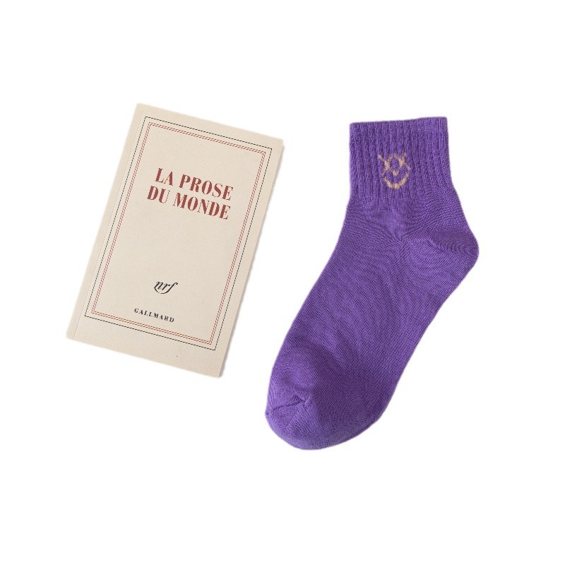 Zhuji new color short smiley net red female socks Korean version of the trend dopamine short Japanese casual all-match female