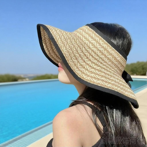 2025 Summer UV Protection Women's Wide Brim Face Covering Breathable Foldable Open Top Sun Hat