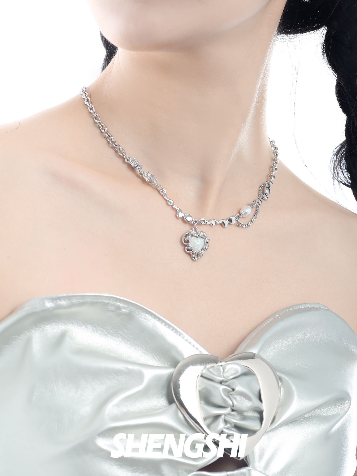 Collier de perles en pierre opale d'amour petit et irrégulier pour femmes, bijoux polyvalents en Dopamine, nouvelle chaîne de collier de perles chinoises_voghion.com