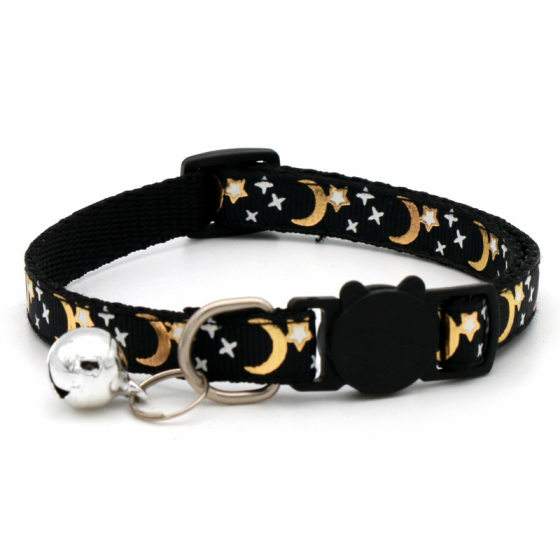 Pet Bronzing Moon Star Cat Dog Collar Cat Buckle Gold Detached Reflective Safety Buckle Collar