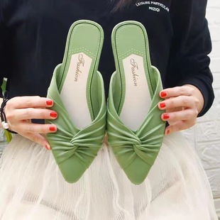 2023 New Slippers Women's Outfit Summer Flat Heel Women's Slippers Mueller Sandals Ins Trendy Shoes Baotou Slippers Factory Direct Supply