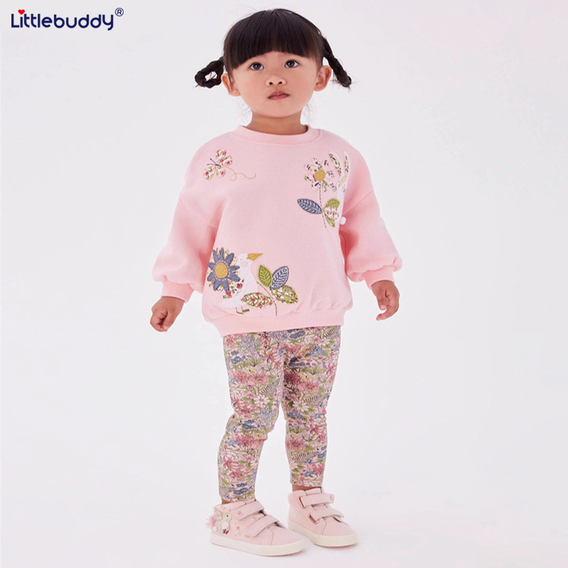 littlebuddy長袖兒童衛衣套裝歐美風棉2-7歲童衛衣圓領薄款一件代