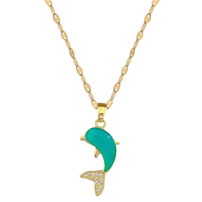 Collar de delfín en acero titanio - joya elegante para mujer_voghion.com
