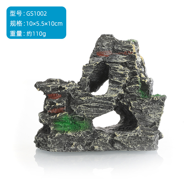 Decoración de paisajismo de pecera, simulación de acuario de rocalla de resina, pequeña rocalla, artesanías para el hogar, adornos de agujeros de refugio de peces y camarones