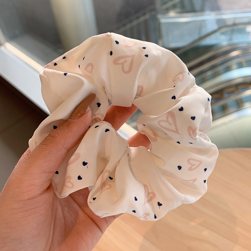 Encaje de flor coreana Encaje de intestino grueso Anillo de cabello femenino Cabeza de flor de viento pastoral Cuerda de cabeza de bola de gran tamaño Accesorios para el cabello de alta calidad