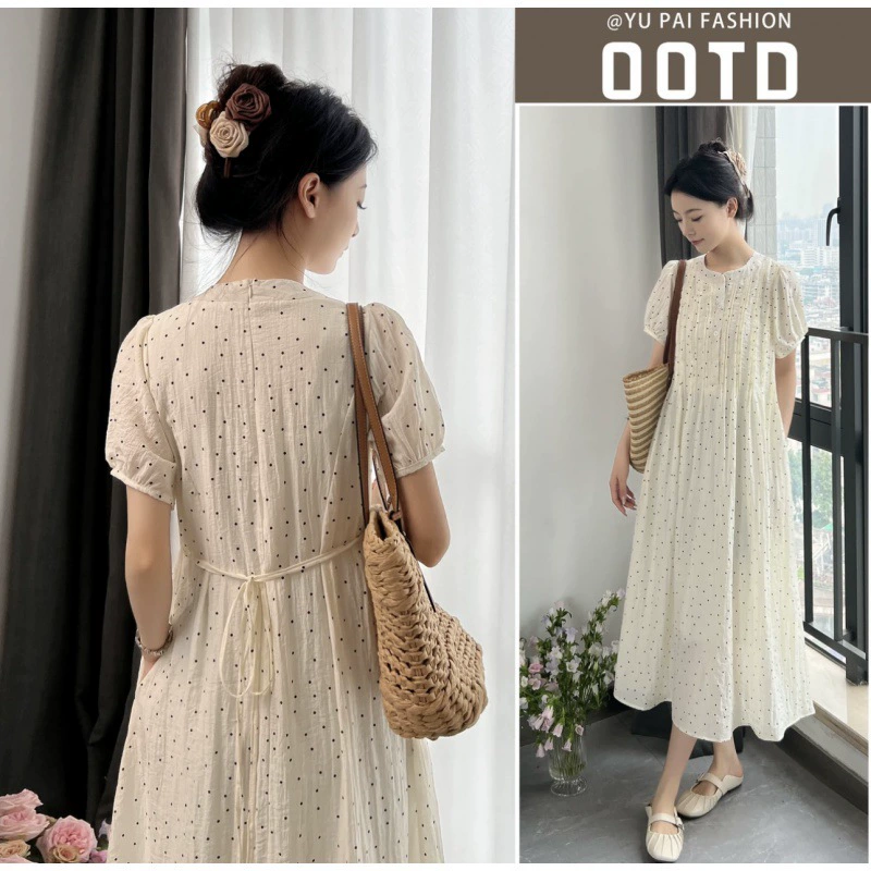 2024 беременные дизайнерские плиссированные темпераментные волновой точки свободного тонкого платья