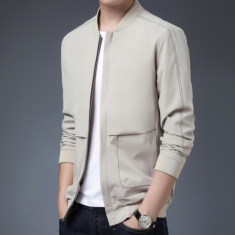 Primavera y otoño chaqueta de hombre, nuevo estilo coreano de tendencia delgada, cuello de béisbol, guapo, chaqueta casual de hombre.