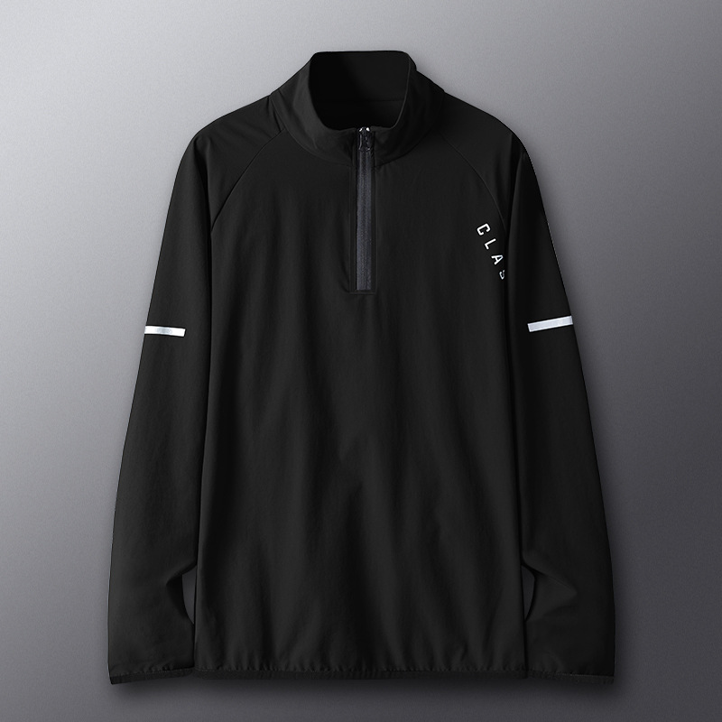 Camiseta de carrera de hombre, entrenamiento deportivo, ropa de ejercicio, ropa de primavera, camisa de manga larga, media cremallera
