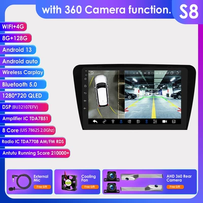 reversing image all-in-one machine — DVD Navigation - with-360-camera-8128g-wifi4g-lte-version-7862-carplay-eight-core-10-inch-for-skoda-octavia