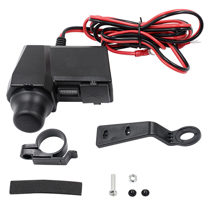 Cargador de teléfono de coche multifunción de motocicleta 12V con medidor de pantalla de voltaje 3.1A dual USB con encendedor de cigarrillos